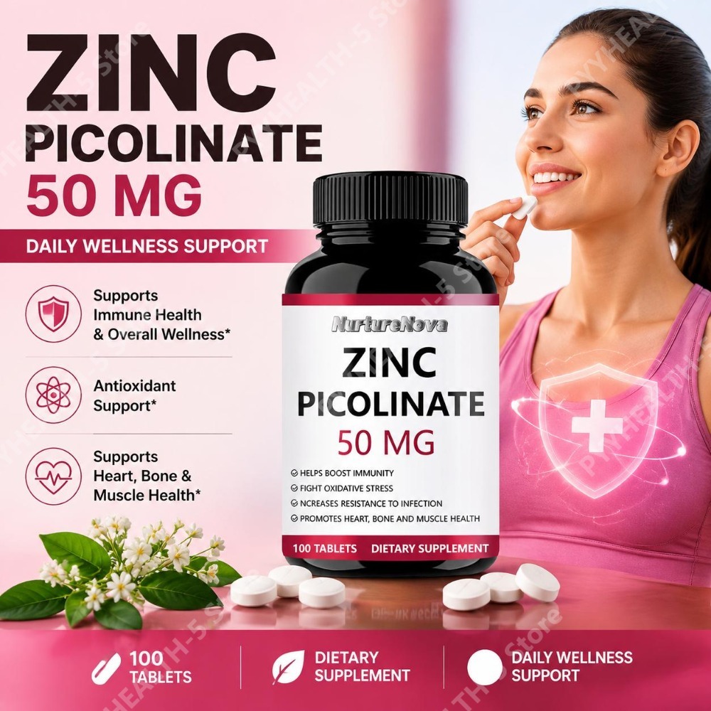 Zinc Supplement 50Mg - Tablet Zinc Picolinate untuk Dukungan Antioksidan,